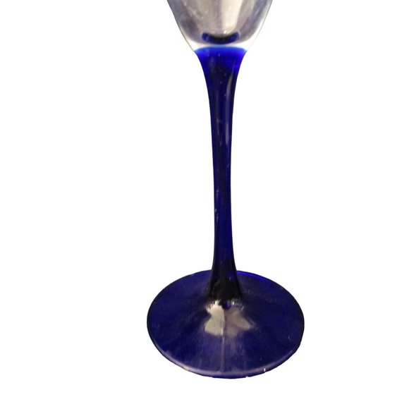Cristal D'Arques Neptune Champagne Glass A Pair Cobalt Blue Stem Retired EUC - Picture 6 of 12